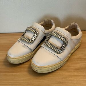 Roger Vivier white ‘Sneaky Viv’ Leather Slip-on Sneakers